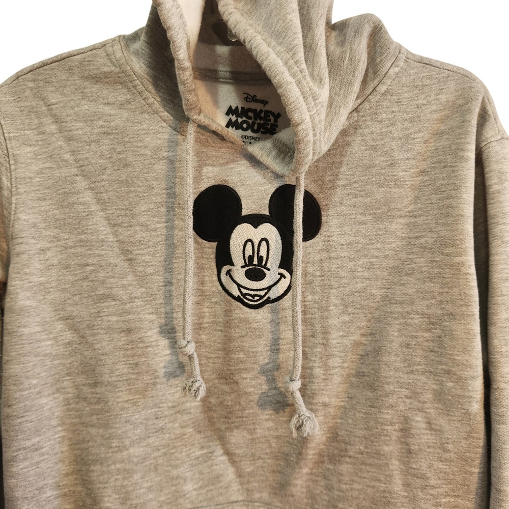 Disney Mickey Mouse Embroidered Gray Hoodie Pullover‎ Cartoon Character Stars S